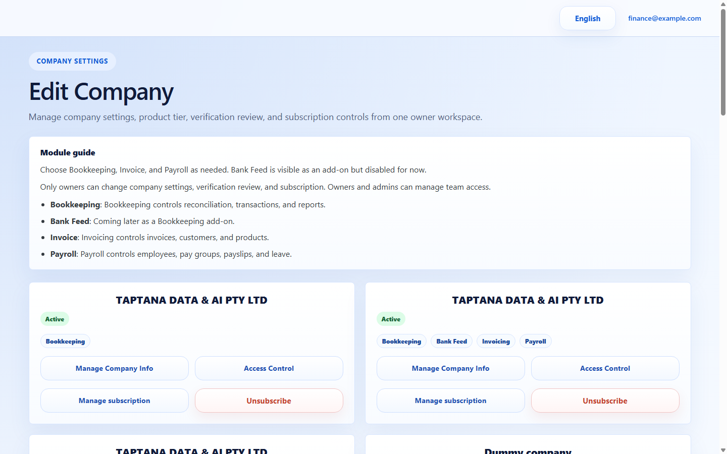 Open the access table screenshot